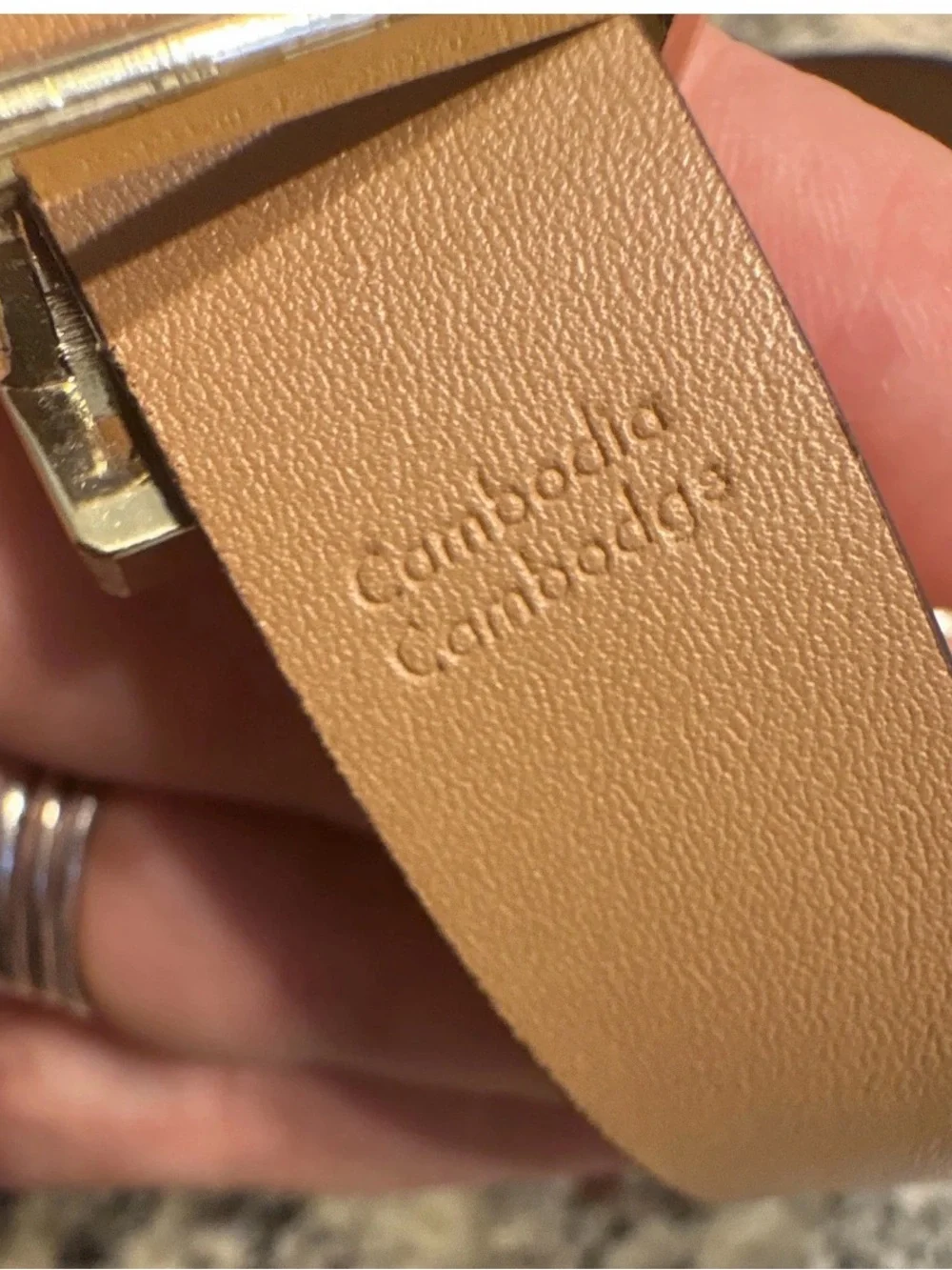 Kate Spade Cream Leather Men's Belt with Gold Buckle